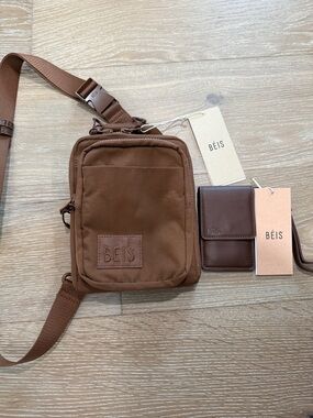 Beis Luggage Maple The Sling Crossbody Bag & The ID Wristlet Set NWT